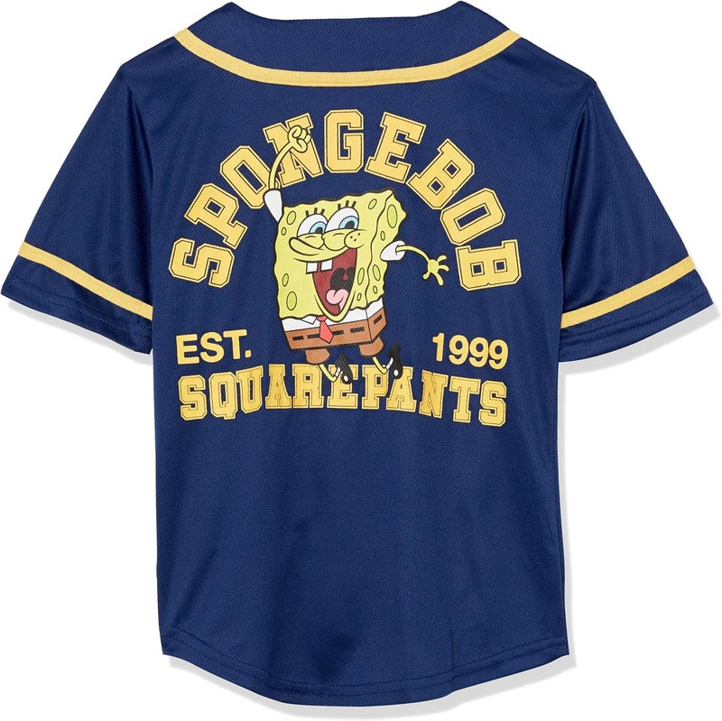 Spongebob Squarepants Boys Spongebob Squapants Boys Baseball Jersey Classic Mesh Button Down Shirt - Nickelodeon - Image 2